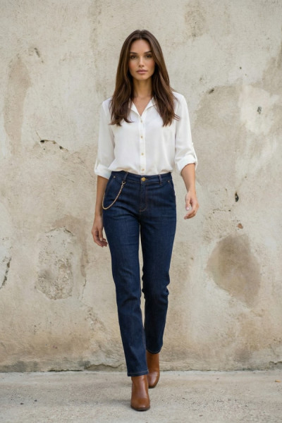 Γυναικείο λευκό πουκάμισο με πατ στα μανίκια – Derpouli - 1.12.39306 - 1.12.39306