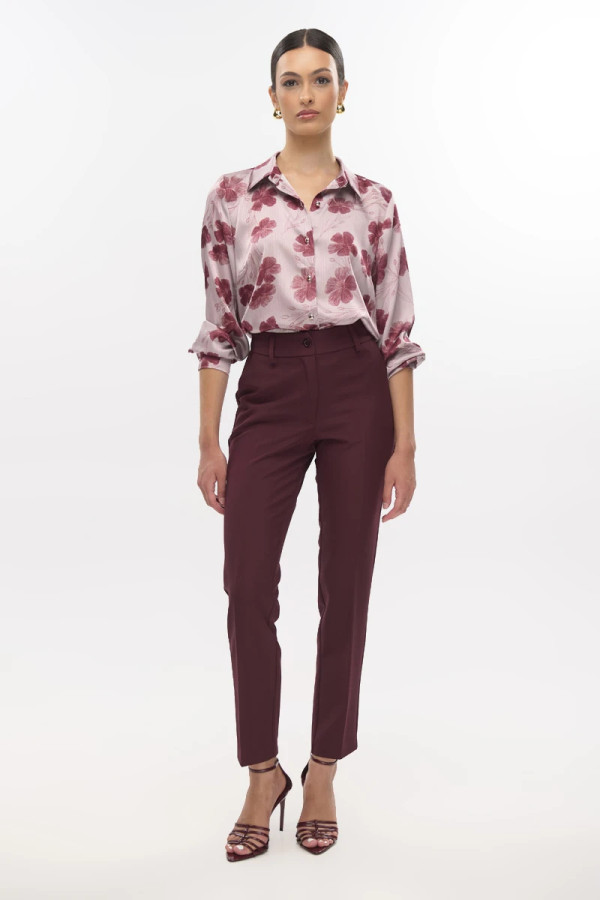 FIBES ΓΥΝΑΙΚΕΙΟ ΠΟΥΚΑΜΙΣΟ ΜΕ ΣΑΤΕΝ ΥΦΗ FLORAL ΜΠΟΡΝΤΟ 03-7231