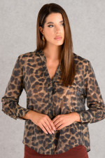 DERPOULI ΓΥΝΑΙΚΕΙΟ ΠΟΥΚΑΜΙΣΟ ANIMAL PRINT ΜΑΥΡΟ 1.12.27461