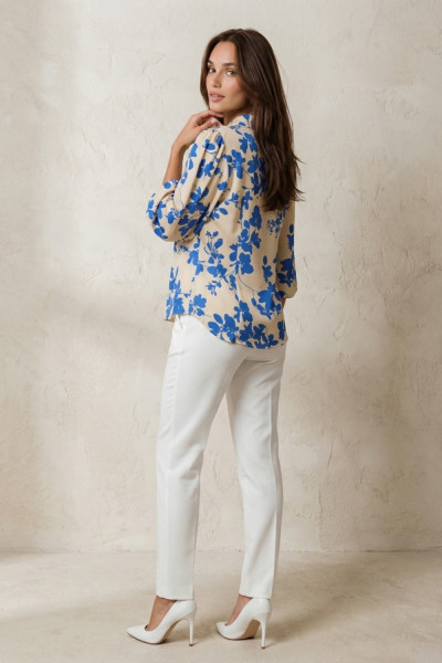 Γυναικείο εμπριμέ πουκάμισο σιελ με V‑neck mao γιακά – Derpouli - 1.12.39295 Γυναικείο εμπριμέ πουκάμισο σιελ με V‑neck mao γιακά – Derpouli - 1.12.39295