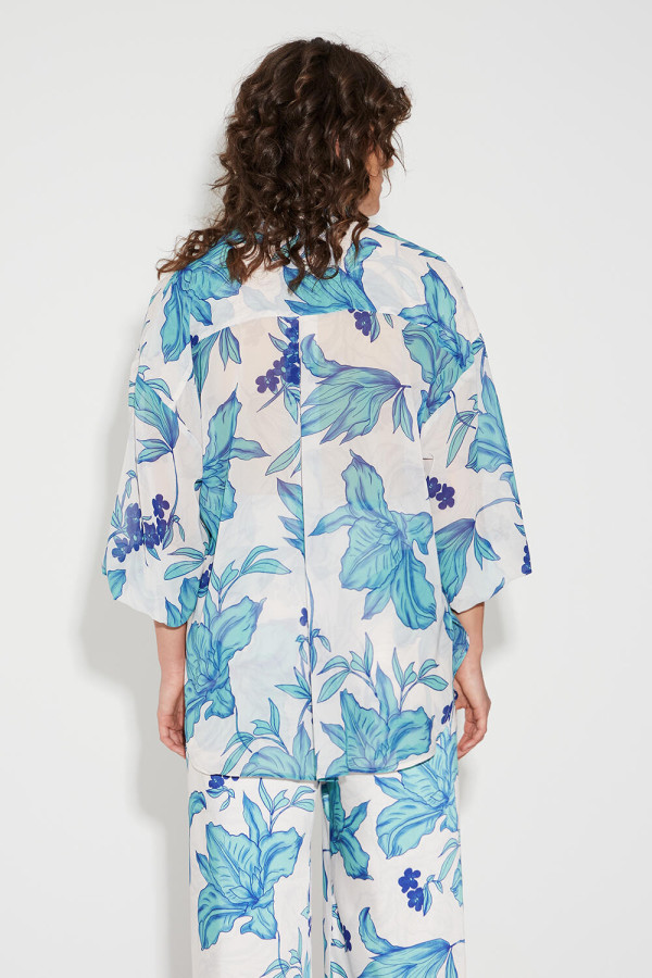 BILL COST ΓΥΝΑΙΚΕΙΟ ΠΟΥΚΑΜΙΣΟ FLORAL OVERSIZE ΛΕΥΚΟ 10-342094-0