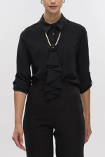 FIBES ΓΥΝΑΙΚΕΙΟ ΠΟΥΚΑΜΙΣΟ ΖΟΡΖΕΤΑ ΜΕ ΑΠΟΣΠΩΜΕΝΟ ΚΟΛΙΕ ΜΑΥΡΟ 03-7242