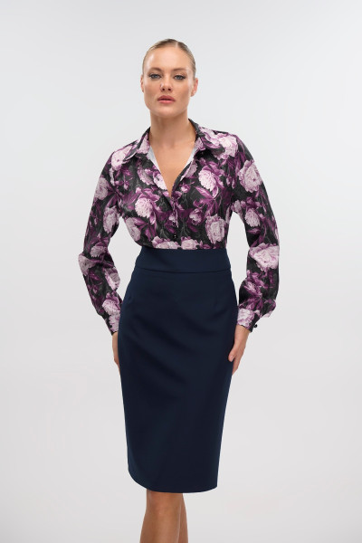 FIBES ΓΥΝΑΙΚΕΙΟ ΠΟΥΚΑΜΙΣΟ ΜΑΚΡΥΜΑΝΙΚΟ ΣΑΤΕΝ FLORAL PURPLE 03-7268