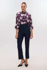 FIBES ΓΥΝΑΙΚΕΙΟ ΠΟΥΚΑΜΙΣΟ ΜΑΚΡΥΜΑΝΙΚΟ ΣΑΤΕΝ FLORAL PURPLE 03-7268