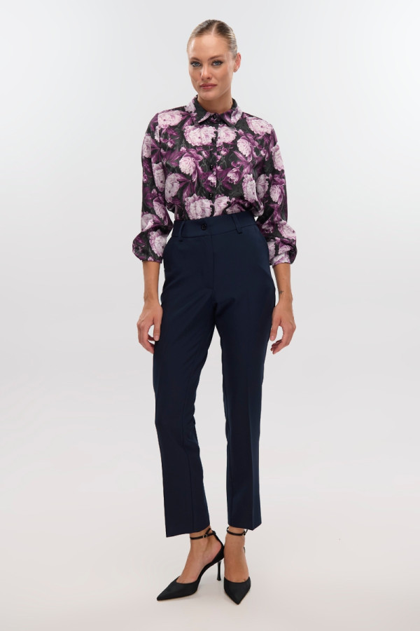FIBES ΓΥΝΑΙΚΕΙΟ ΠΟΥΚΑΜΙΣΟ ΜΑΚΡΥΜΑΝΙΚΟ ΣΑΤΕΝ FLORAL PURPLE 03-7268
