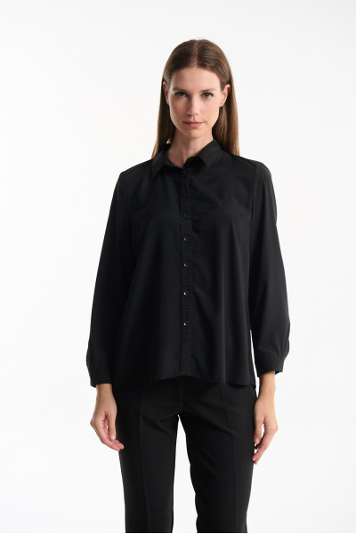 FIBES ΓΥΝΑΙΚΕΙΟ ΠΟΥΚΑΜΙΣΟ ΜΟΝΟΧΡΩΜΟ ΖΟΡΖΕΤΑ ΜΑΥΡΟ 03-7244