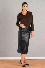 DERPOULI ΓΥΝΑΙΚΕΙΟ ΠΟΥΚΑΜΙΣΟ ΜΟΝΟΧΡΩΜΟ ΜΕ ΓΙΑΚΑ ΚΑΦΕ 1.12.39168