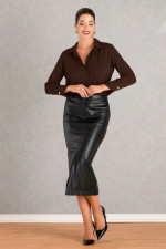 DERPOULI ΓΥΝΑΙΚΕΙΟ ΠΟΥΚΑΜΙΣΟ ΜΟΝΟΧΡΩΜΟ ΜΕ ΓΙΑΚΑ ΚΑΦΕ 1.12.39168