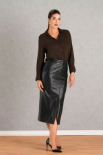 DERPOULI ΓΥΝΑΙΚΕΙΟ ΠΟΥΚΑΜΙΣΟ ΜΟΝΟΧΡΩΜΟ ΜΕ ΓΙΑΚΑ ΚΑΦΕ 1.12.39168