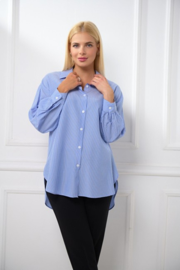 FIBES ΓΥΝΑΙΚΕΙΟ ΠΟΥΚΑΜΙΣΟ OVERSIZED ΒΑΜΒΑΚΕΡΟ ΜΕ ΡΙΓΑ ΣΙΕΛ 03-7136