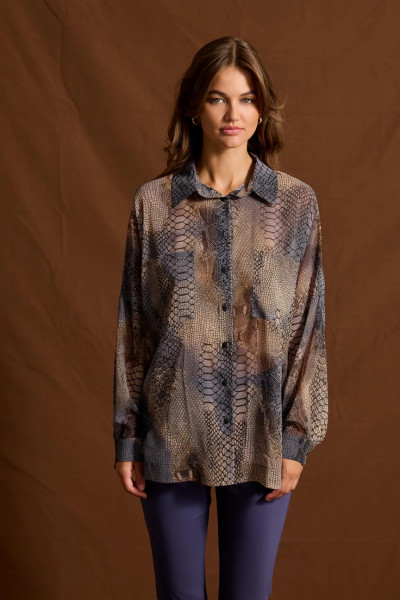 ENZZO ΓΥΝΑΙΚΕΙΟ ΠΟΥΚΑΜΙΣΟ ANIMAL PRINT ΑΝΘΡΑΚΙ RACHEL 252178