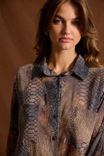 ENZZO ΓΥΝΑΙΚΕΙΟ ΠΟΥΚΑΜΙΣΟ ANIMAL PRINT ΑΝΘΡΑΚΙ RACHEL 252178