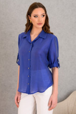 DERPOULI ΓΥΝΑΙΚΕΙΟ ΠΟΥΚΑΜΙΣΟ ΜΟΝΟΧΡΩΜΟ ΜΕ ΠΑΤ BLUE-MAUVE 1.12.38967