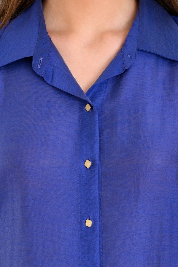 DERPOULI ΓΥΝΑΙΚΕΙΟ ΠΟΥΚΑΜΙΣΟ ΜΟΝΟΧΡΩΜΟ ΜΕ ΠΑΤ BLUE-MAUVE 1.12.38967