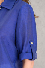 DERPOULI ΓΥΝΑΙΚΕΙΟ ΠΟΥΚΑΜΙΣΟ ΜΟΝΟΧΡΩΜΟ ΜΕ ΠΑΤ BLUE-MAUVE 1.12.38967