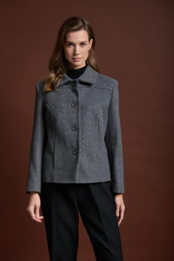 FIBES ΓΥΝΑΙΚΕΙΟ ΣΑΚΑΚΙ ΚΟΝΤΟ ΣΕ ΚΟΜΨΗ ΓΡΑΜΜΗ VELOUR ΓΚΡΙ 01-6173