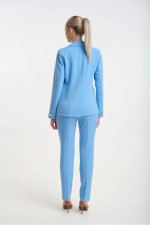 Γυναικείο σιελ σακάκι Fibes κρεπ με πέτο και κουμπί 01-6202