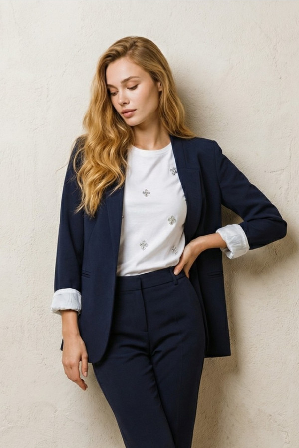 DERPOULI ΓΥΝΑΙΚΕΙΟ ΣΑΚΑΚΙ BLAZER ΜΠΛΕ 1.21.39296