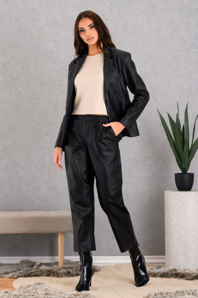 DERPOULI ΓΥΝΑΙΚΕΙΟ ΣΕΤ ΔΕΡΜΑΤΙΝΗΣ ΣΑΚΑΚΙ ΜΕ ΠΑΝΤΕΛΟΝΙ ΜΑΥΡΟ 50714-50713