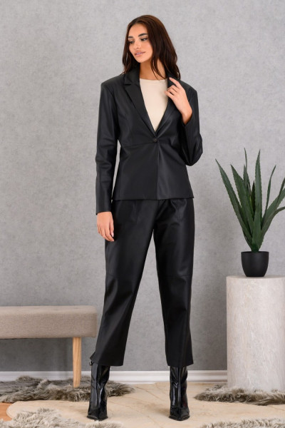 DERPOULI ΓΥΝΑΙΚΕΙΟ ΣΕΤ ΔΕΡΜΑΤΙΝΗΣ ΣΑΚΑΚΙ ΜΕ ΠΑΝΤΕΛΟΝΙ ΜΑΥΡΟ 50714-50713