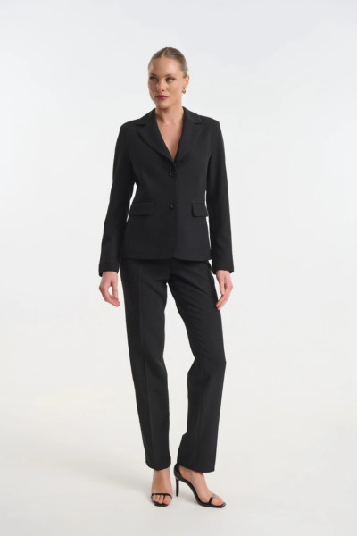 Γυναικείο σακάκι Fibes μεσάτο κρεπ μαύρο elegant blazer 01-6201