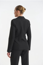 Γυναικείο σακάκι Fibes μεσάτο κρεπ μαύρο elegant blazer 01-6201