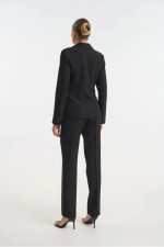 Γυναικείο σακάκι Fibes μεσάτο κρεπ μαύρο elegant blazer 01-6201