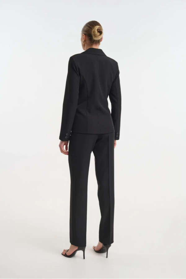 Γυναικείο σακάκι Fibes μεσάτο κρεπ μαύρο elegant blazer 01-6201