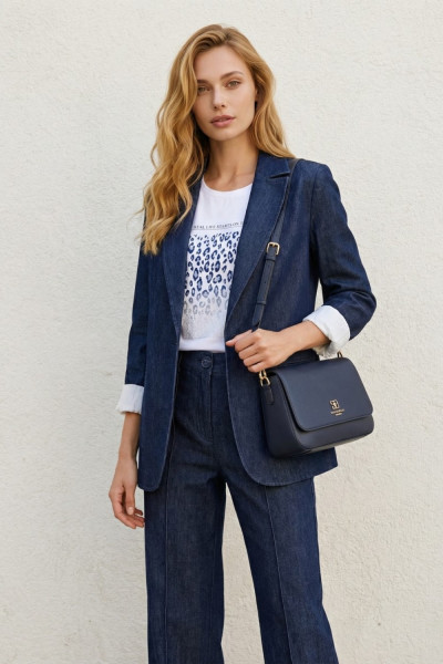 DERPOULI ΓΥΝΑΙΚΕΙΟ ΣΑΚΑΚΙ DENIM ΜΕ ΠΕΤΟ ΜΠΛΕ 1.21.39291