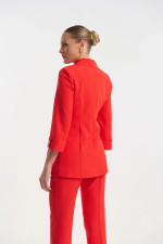 Γυναικείο σακάκι κοραλί με 3/4 μανίκια και χρυσά κουμπιά Fibes - 01-6203