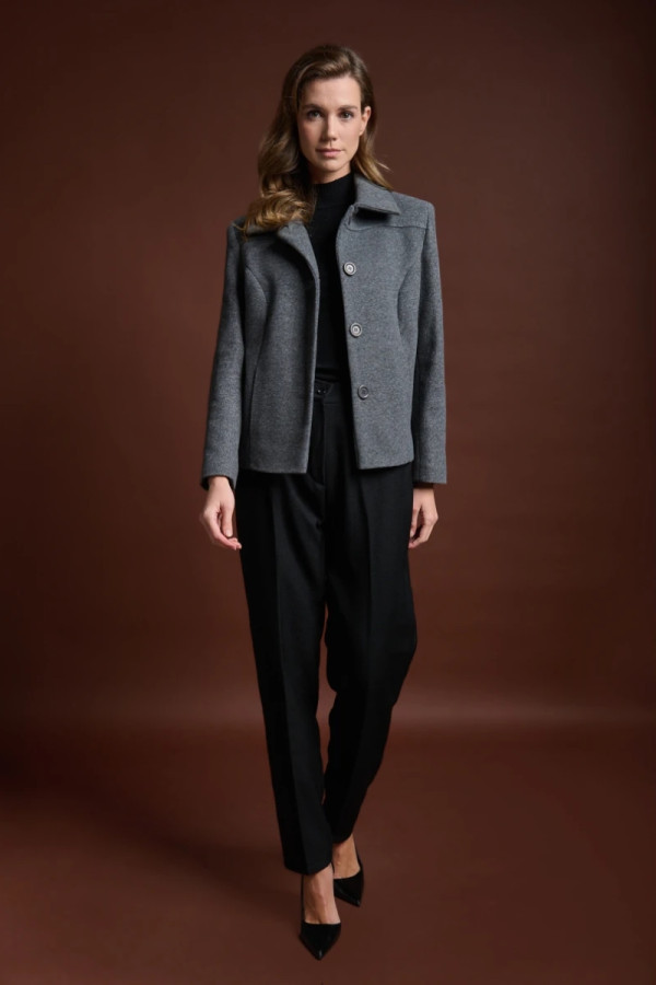 FIBES ΓΥΝΑΙΚΕΙΟ ΣΑΚΑΚΙ ΚΟΝΤΟ ΣΕ ΚΟΜΨΗ ΓΡΑΜΜΗ VELOUR ΓΚΡΙ 01-6173