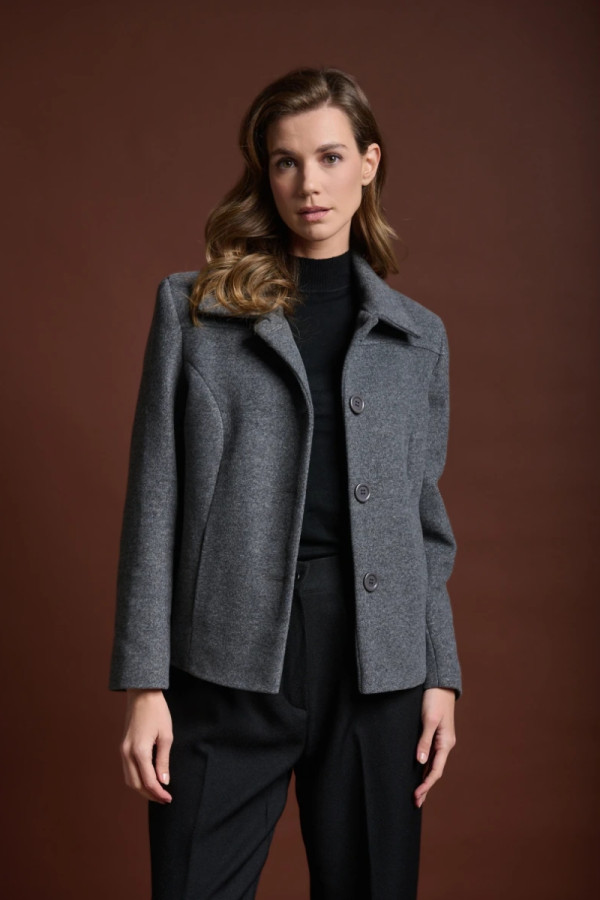 FIBES ΓΥΝΑΙΚΕΙΟ ΣΑΚΑΚΙ ΚΟΝΤΟ ΣΕ ΚΟΜΨΗ ΓΡΑΜΜΗ VELOUR ΓΚΡΙ 01-6173