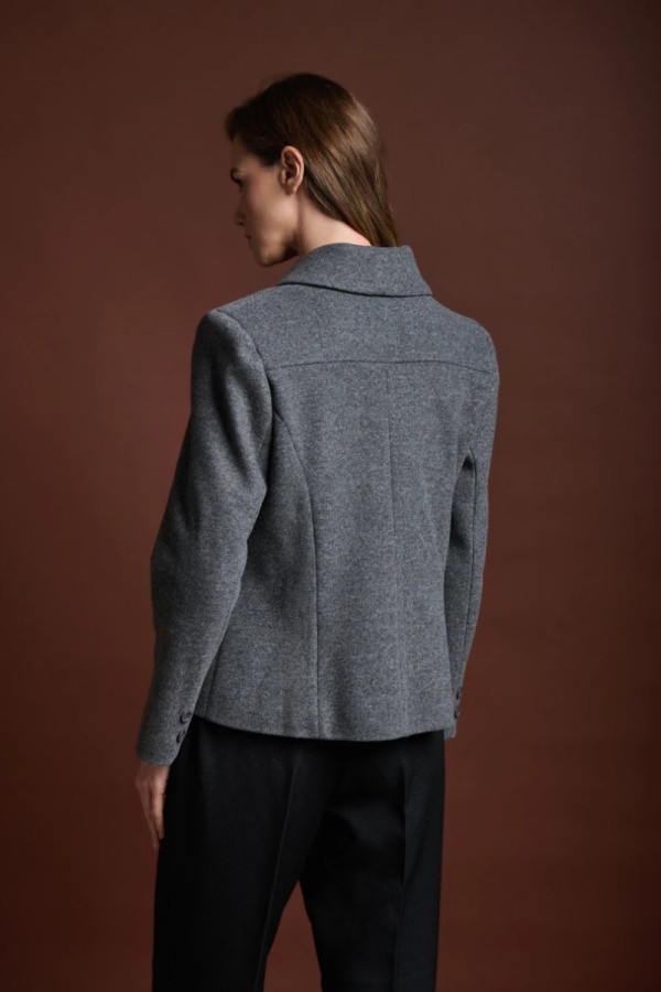 FIBES ΓΥΝΑΙΚΕΙΟ ΣΑΚΑΚΙ ΚΟΝΤΟ ΣΕ ΚΟΜΨΗ ΓΡΑΜΜΗ VELOUR ΓΚΡΙ 01-6173