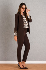 DERPOULI ΓΥΝΑΙΚΕΙΟ BLAZER ΜΕ MAO ΓΙΑΚΑ ΜΟΝΟΧΡΩΜΟ ΚΑΦΕ 1.21.39186