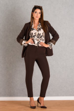 DERPOULI ΓΥΝΑΙΚΕΙΟ BLAZER ΜΕ MAO ΓΙΑΚΑ ΜΟΝΟΧΡΩΜΟ ΚΑΦΕ 1.21.39186
