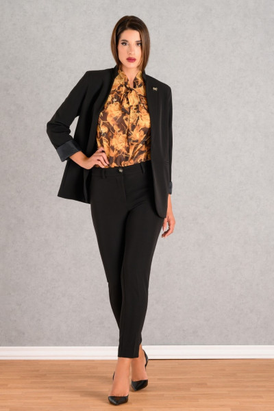 DERPOULI ΓΥΝΑΙΚΕΙΟ BLAZER ΜΕ MAO ΓΙΑΚΑ ΜΟΝΟΧΡΩΜΟ ΜΑΥΡΟ 1.21.39186