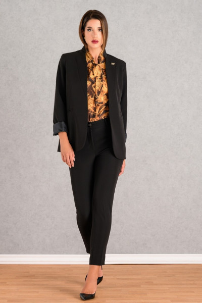 DERPOULI ΓΥΝΑΙΚΕΙΟ BLAZER ΜΕ MAO ΓΙΑΚΑ ΜΟΝΟΧΡΩΜΟ ΜΑΥΡΟ 1.21.39186