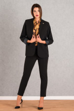 DERPOULI ΓΥΝΑΙΚΕΙΟ BLAZER ΜΕ MAO ΓΙΑΚΑ ΜΟΝΟΧΡΩΜΟ ΜΑΥΡΟ 1.21.39186