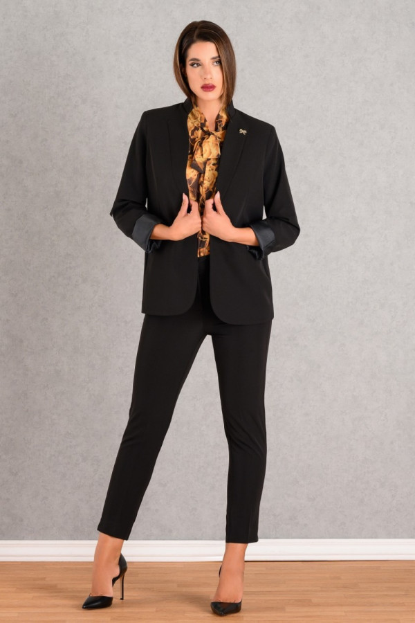 DERPOULI ΓΥΝΑΙΚΕΙΟ BLAZER ΜΕ MAO ΓΙΑΚΑ ΜΟΝΟΧΡΩΜΟ ΜΑΥΡΟ 1.21.39186