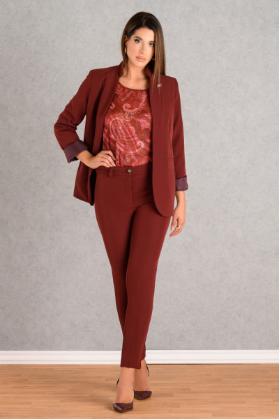 DERPOULI ΓΥΝΑΙΚΕΙΟ BLAZER ΜΕ MAO ΓΙΑΚΑ ΜΟΝΟΧΡΩΜΟ WINE 1.21.39186