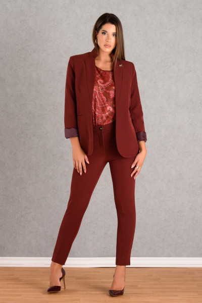 DERPOULI ΓΥΝΑΙΚΕΙΟ BLAZER ΜΕ MAO ΓΙΑΚΑ ΜΟΝΟΧΡΩΜΟ WINE 1.21.39186