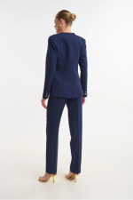 Γυναικείο μπλε σακάκι με πέτο και κουμπί – Fibes