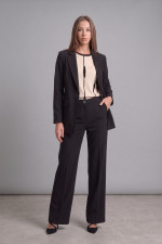 Γυναικείο κοστούμι Derpouli μαύρο με blazer και παντελόνι ίσιας γραμμής 1.15.92886-92885