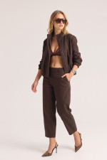 Γυναικείο σετ Enzzo καφέ με cropped bomber jacket και barrel παντελόνι 262150-262151 Γυναικείο σετ Enzzo καφέ με cropped bomber jacket και barrel παντελόνι 262150-262151