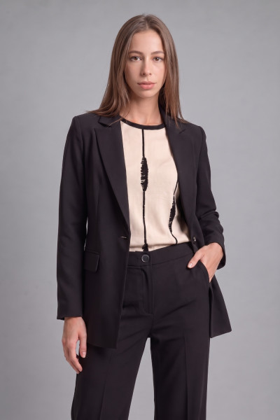 Γυναικείο κοστούμι Derpouli μαύρο με blazer και παντελόνι ίσιας γραμμής 1.15.92886-92885