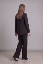 Γυναικείο κοστούμι Derpouli μαύρο με blazer και παντελόνι ίσιας γραμμής 1.15.92886-92885
