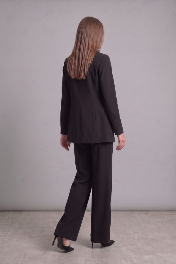 Γυναικείο κοστούμι Derpouli μαύρο με blazer και παντελόνι ίσιας γραμμής 1.15.92886-92885