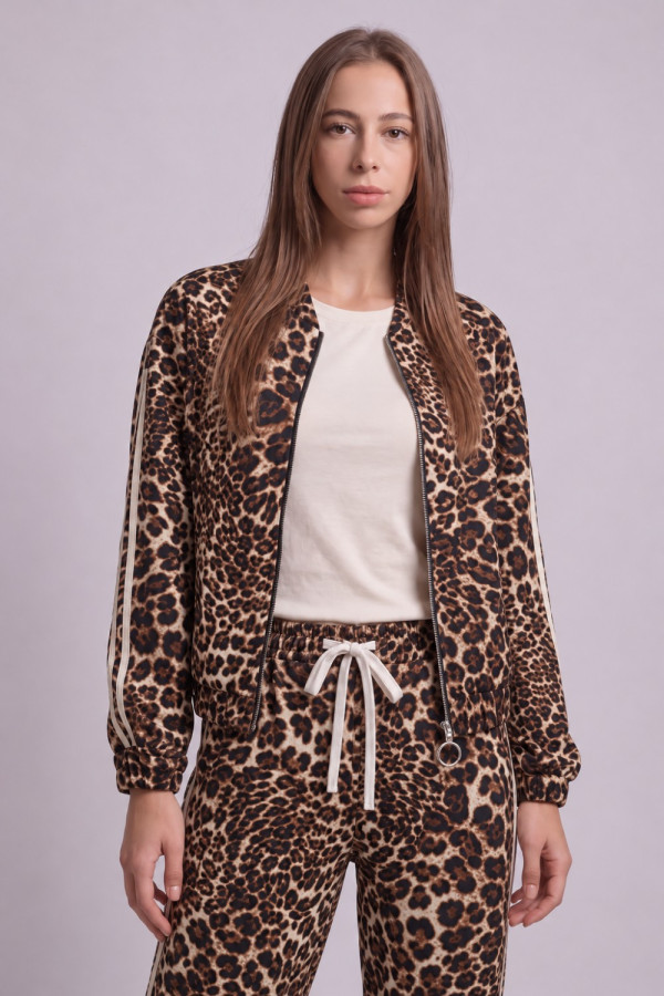 Γυναικείο σετ φόρμας I Got You μαύρο leopard print με λευκές ρίγες 1.50.25010 Γυναικείο σετ φόρμας I Got You μαύρο leopard print με λευκές ρίγες 1.50.25010