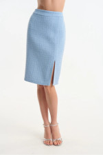 Γυναικείο σετ τύπου Chanel σιελ με σακάκι & φούστα - Fibes 01-6208.8106 Γυναικείο σετ τύπου Chanel σιελ με σακάκι & φούστα - Fibes 01-6208.8106