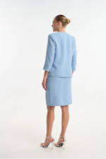 Γυναικείο σετ τύπου Chanel σιελ με σακάκι & φούστα - Fibes 01-6208.8106 Γυναικείο σετ τύπου Chanel σιελ με σακάκι & φούστα - Fibes 01-6208.8106